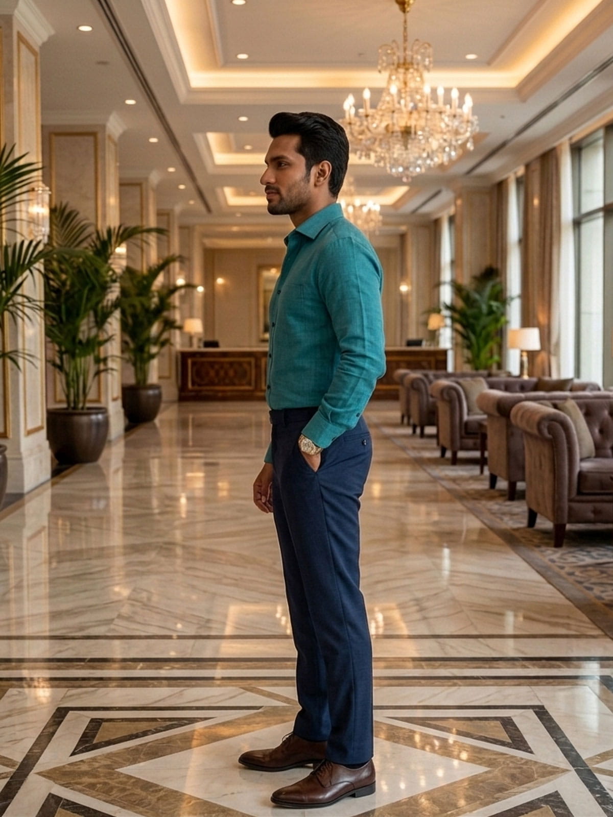 Pine Green Linen Shirt India