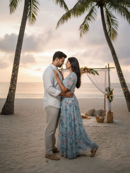 Pristine White Linen Shirt for Honeymoon Travelers