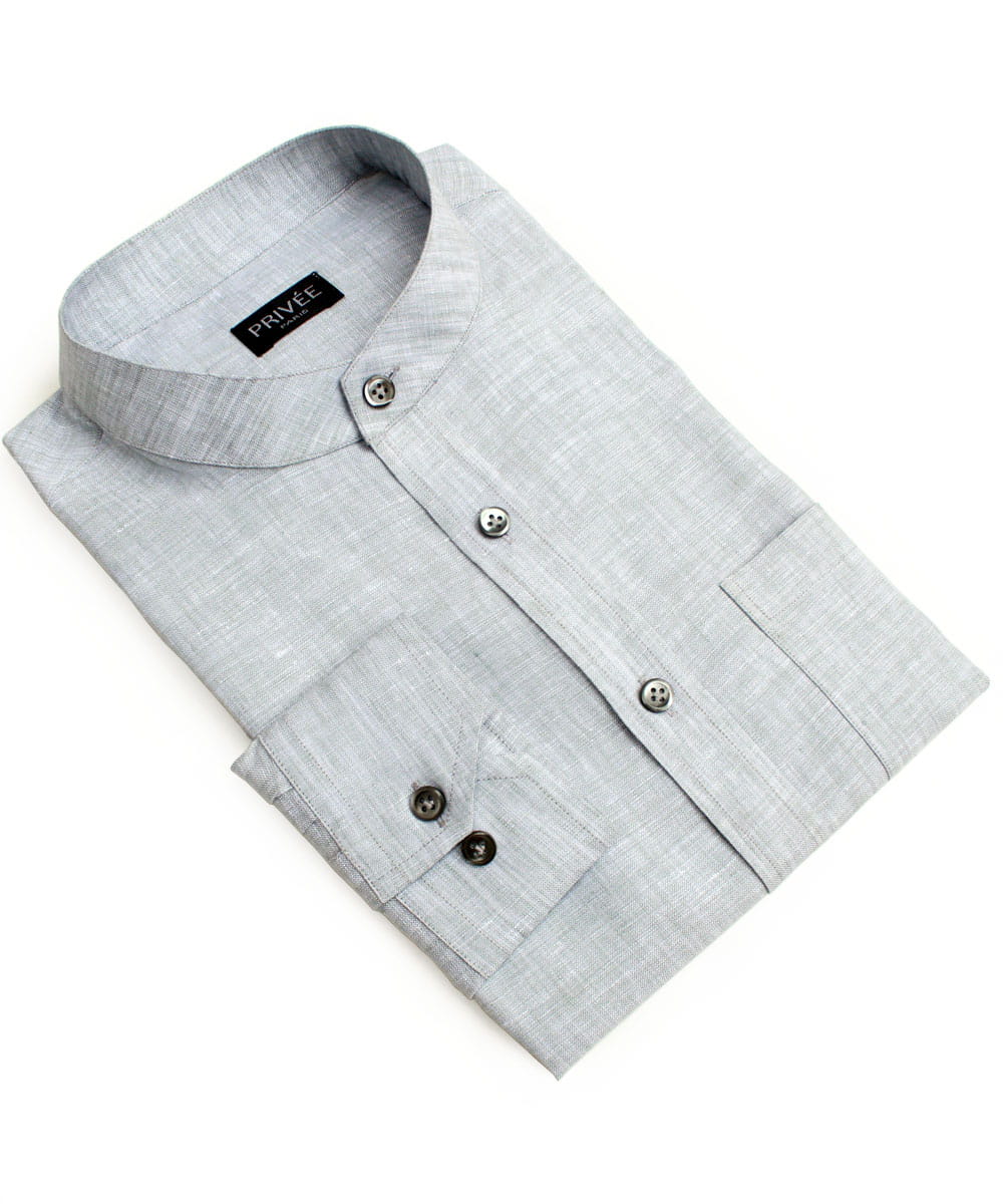 Grey Linen Shirts (Band Collar)