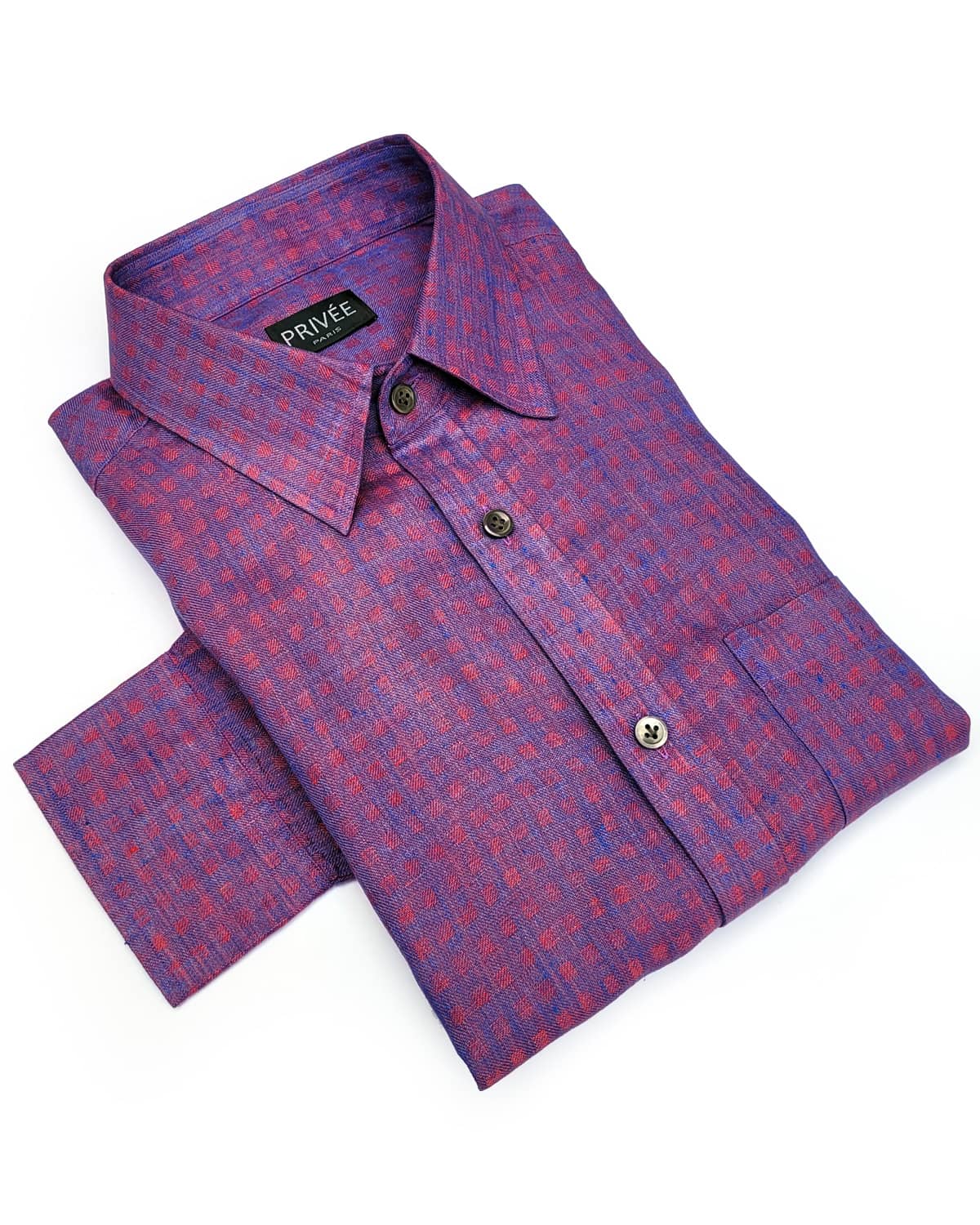 Red Blue Check Linen Shirt India