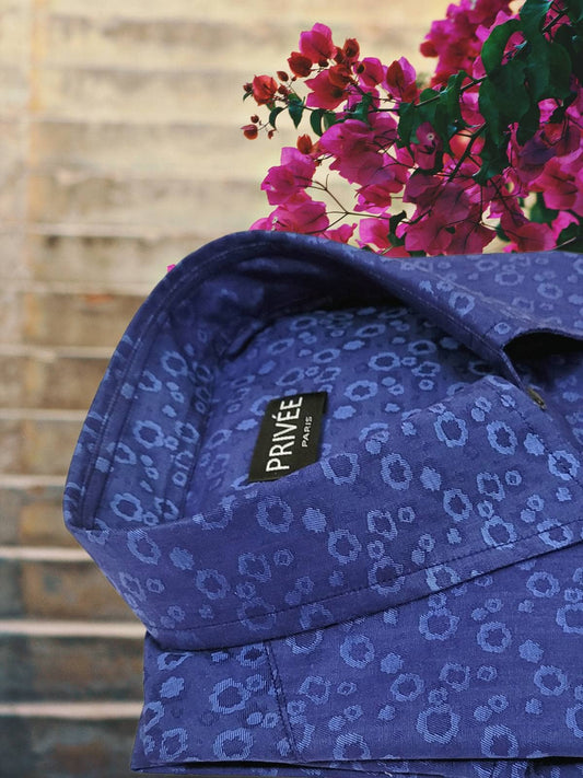 Sapphire Blue Designer Shirt (Jacquard)
