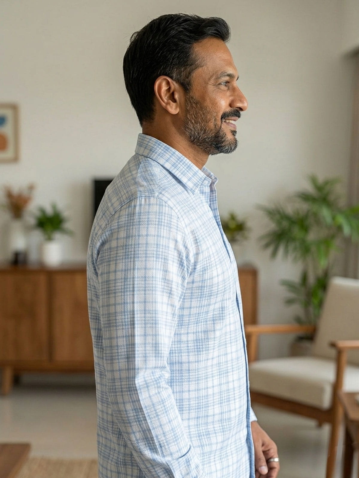 Sky Blue White Check Shirt India