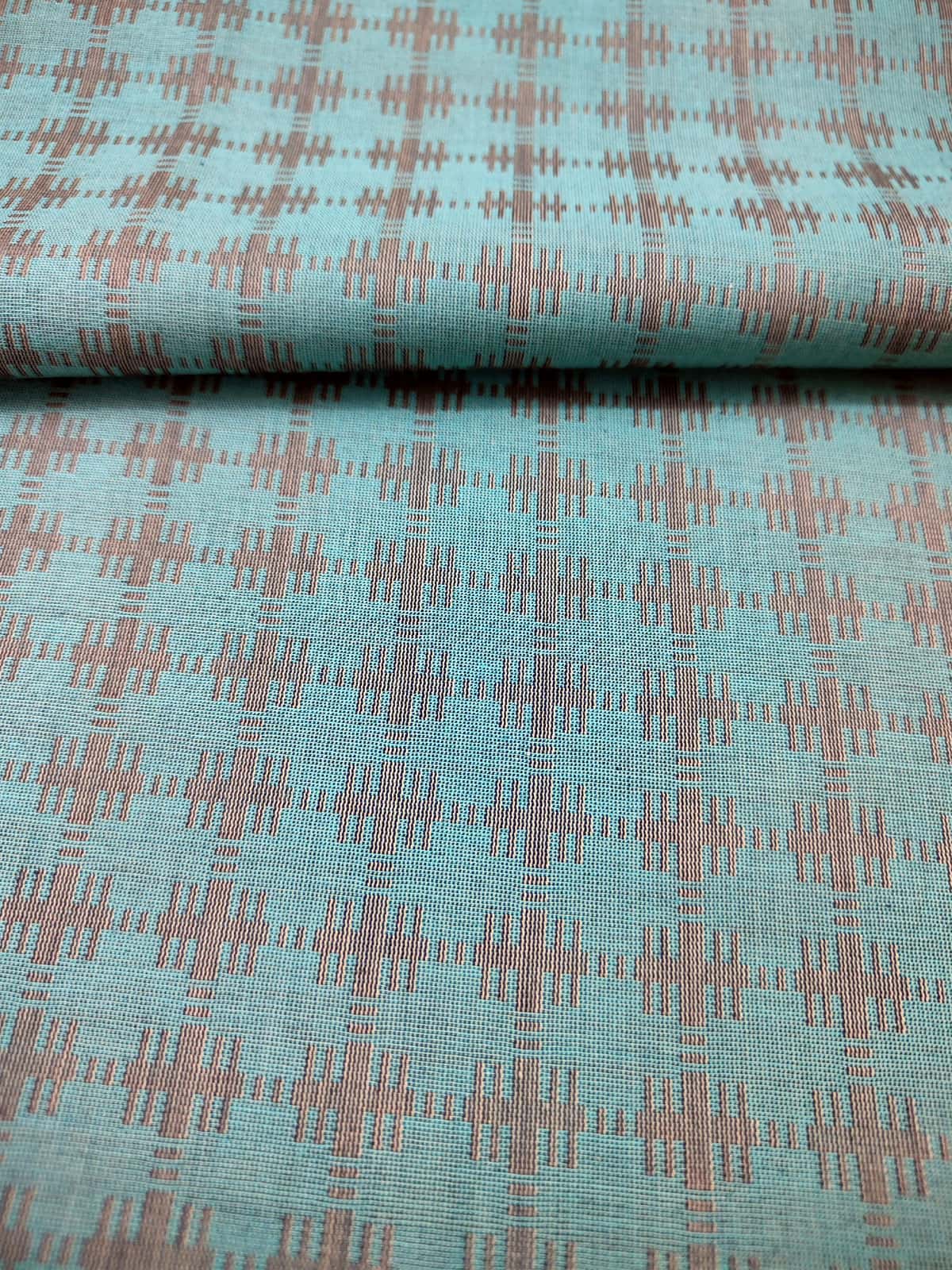 Teal Checkered Shirt Fabric