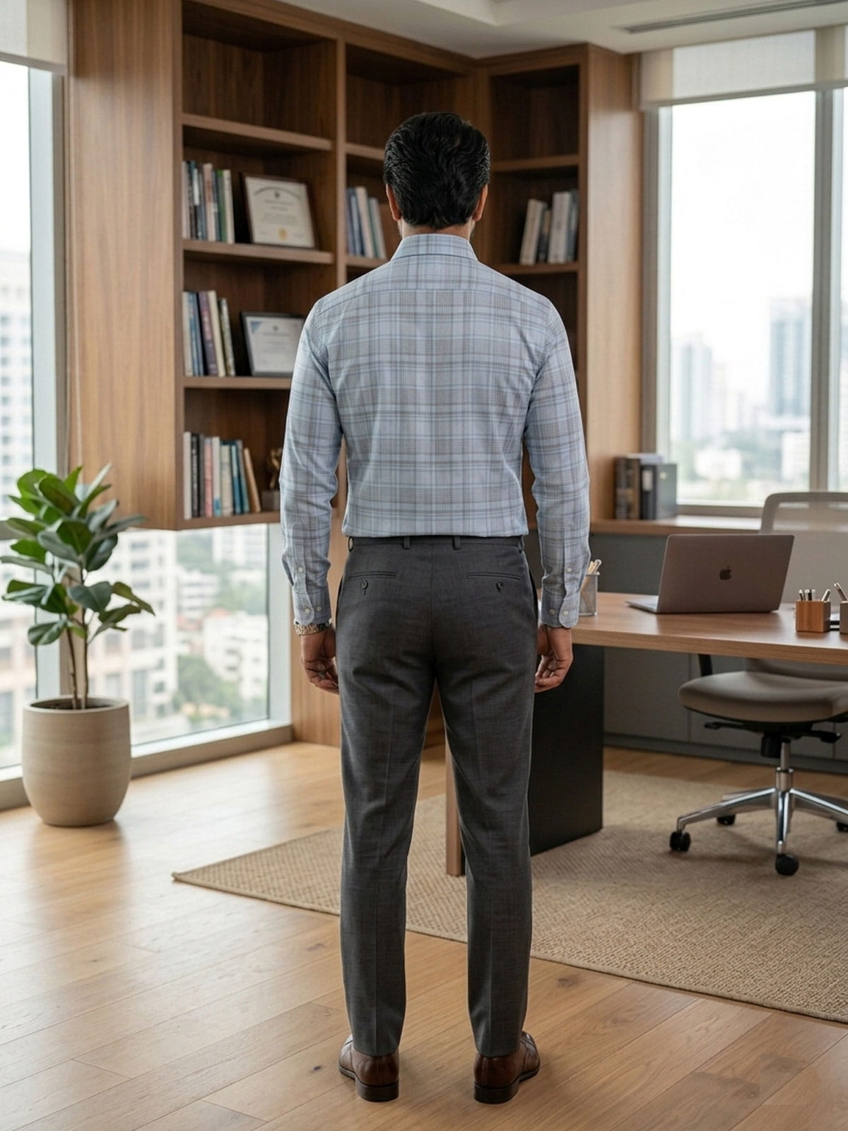 Teal Grey Check Shirt India