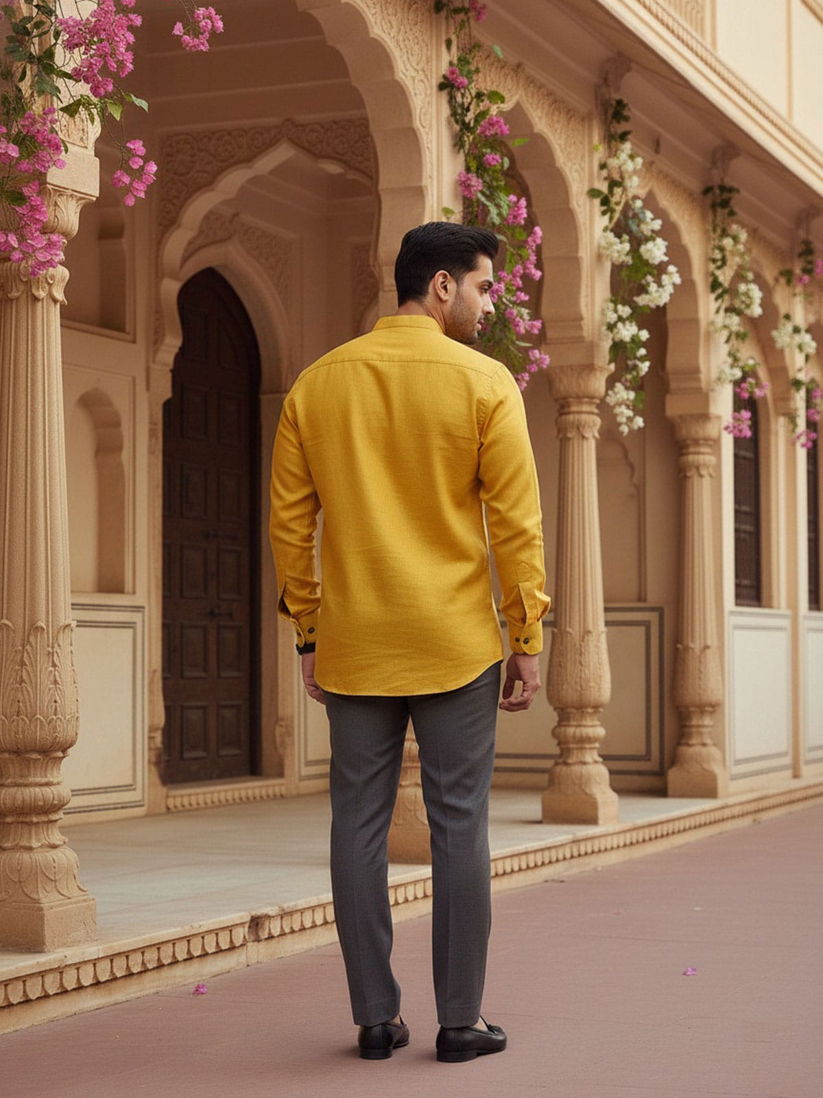 Mustard Yellow Linen Shirt India