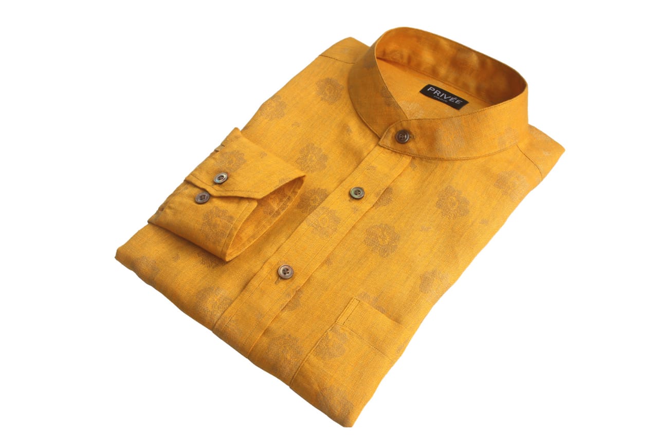 Turmeric Yellow Linen Wedding Shirts India