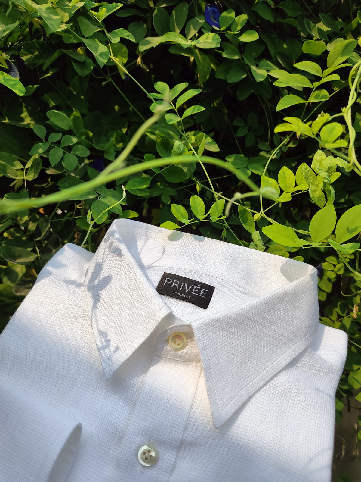 White Mesh Designer Linen Shirt