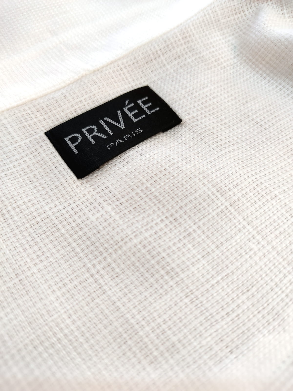 White Mesh Designer Linen Shirt Privee Paris