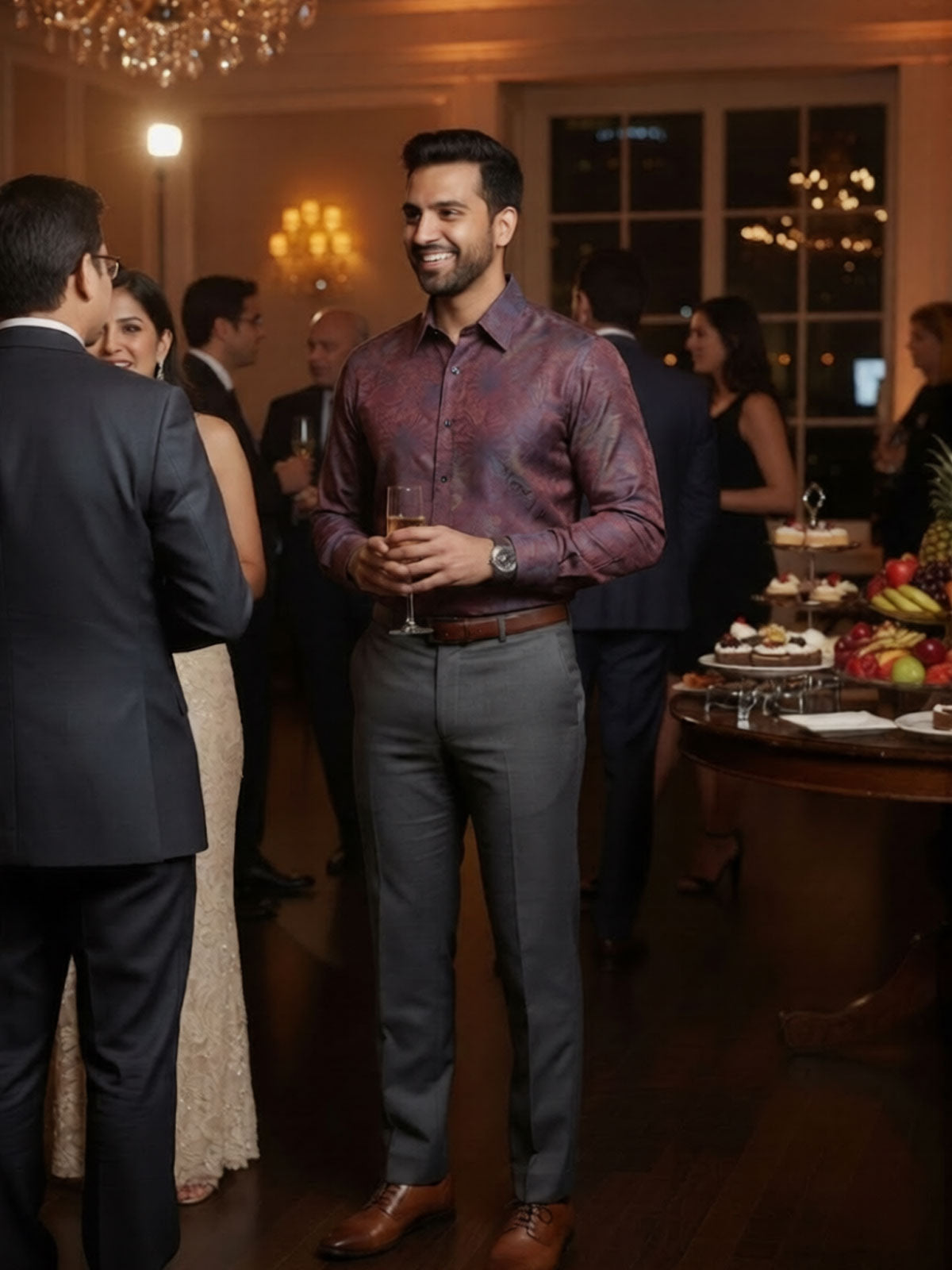 Privee Paris Wine Color Wedding Shirt