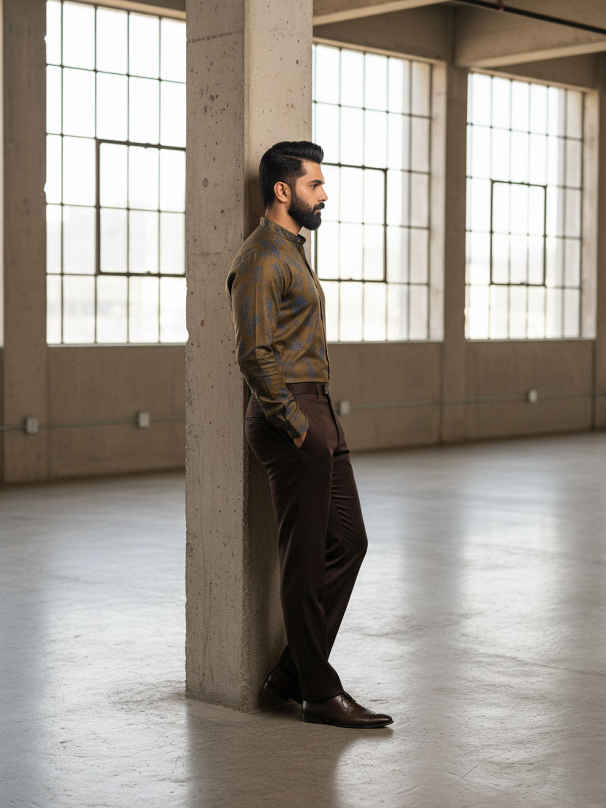 Bronze Olive Linen Designer Shirt India