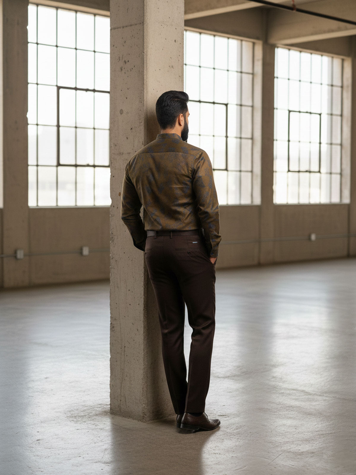 Bronze Olive Linen Designer Shirt Privee Paris