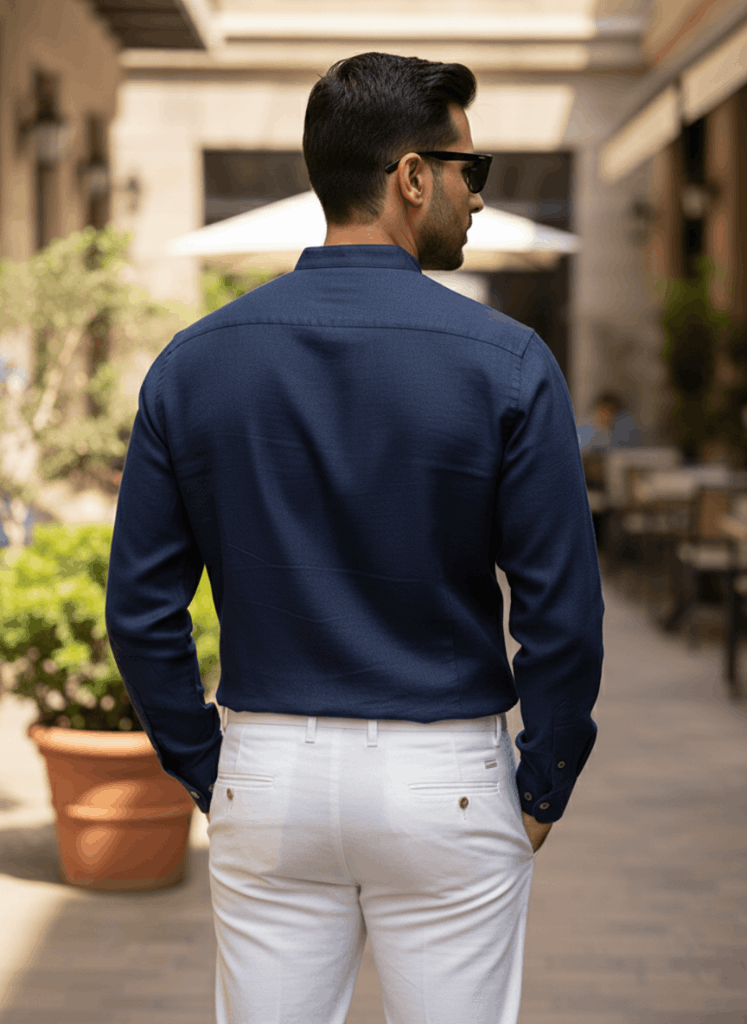 Navy Blue Linen Shirt (Timelessly Fashionable)