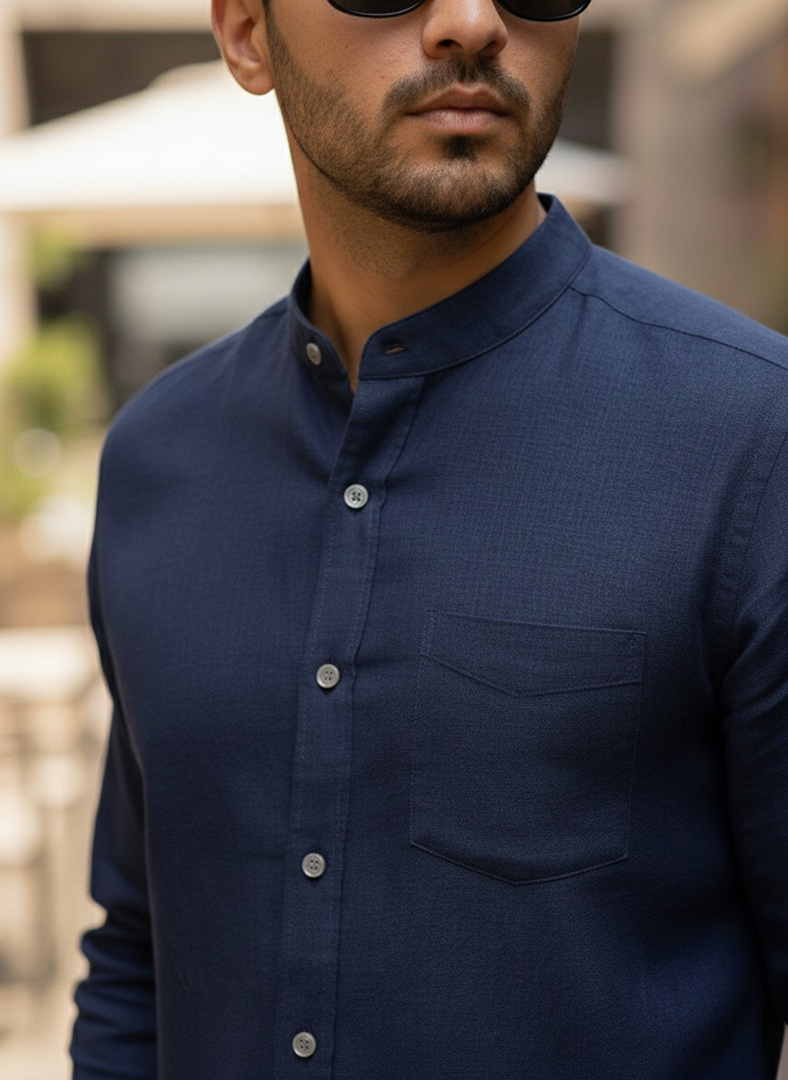 Navy Blue Linen Shirt (Timelessly Fashionable)