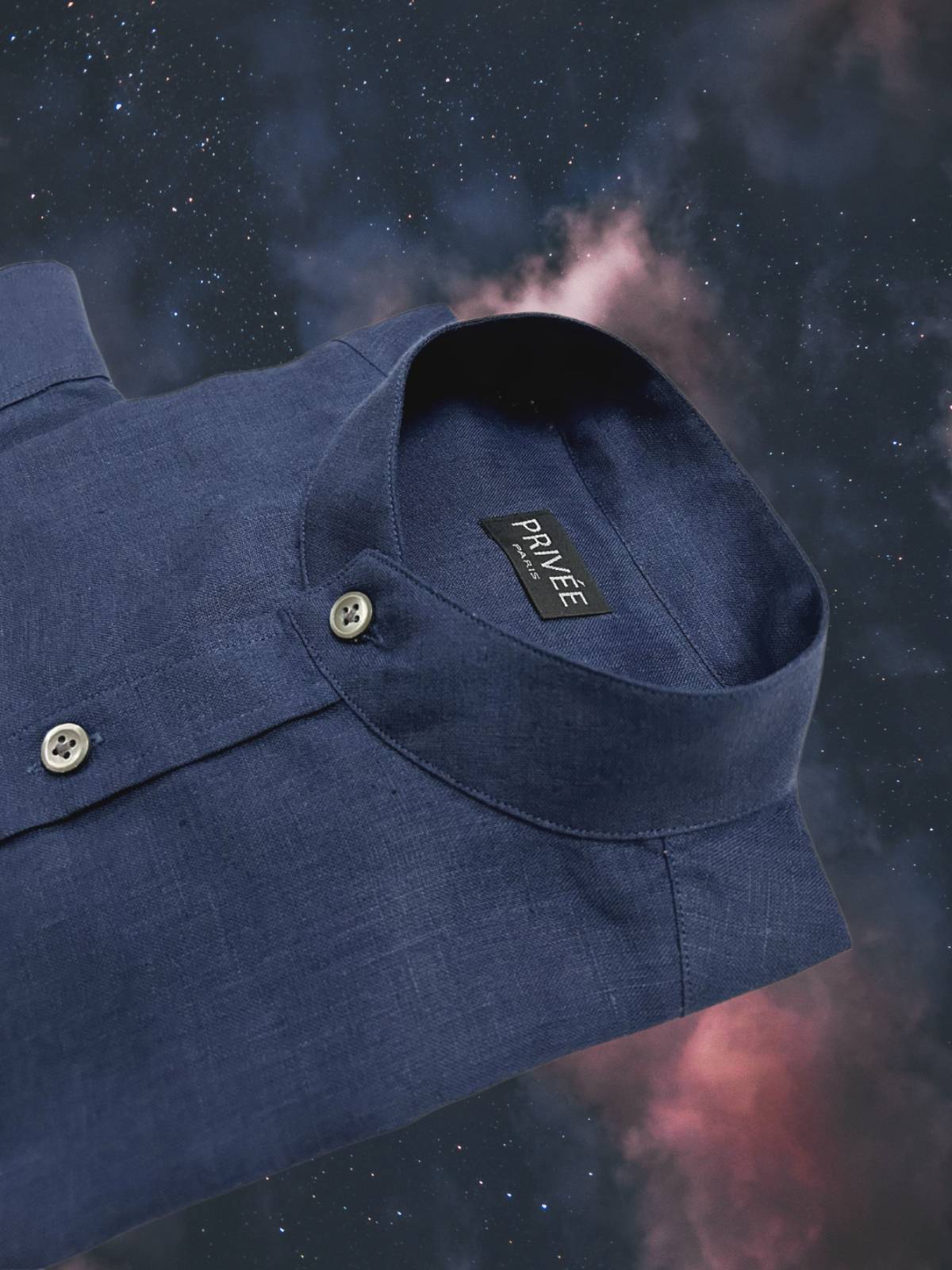 Navy Blue Linen Shirt